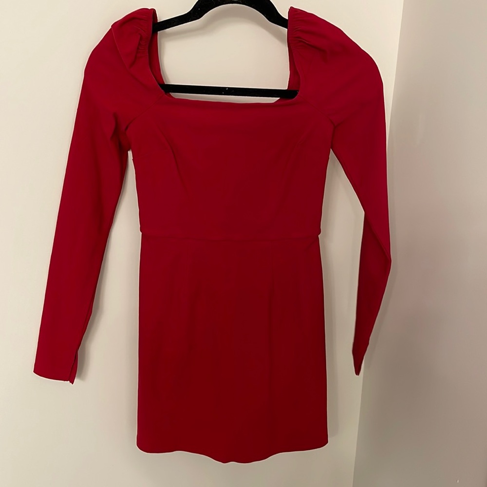 Red long sleeve mini dress